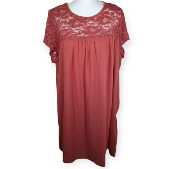 A.U.W. ROSE/PINK SHIFT DRESS SZ.2X EUC - Picture 1 of 8